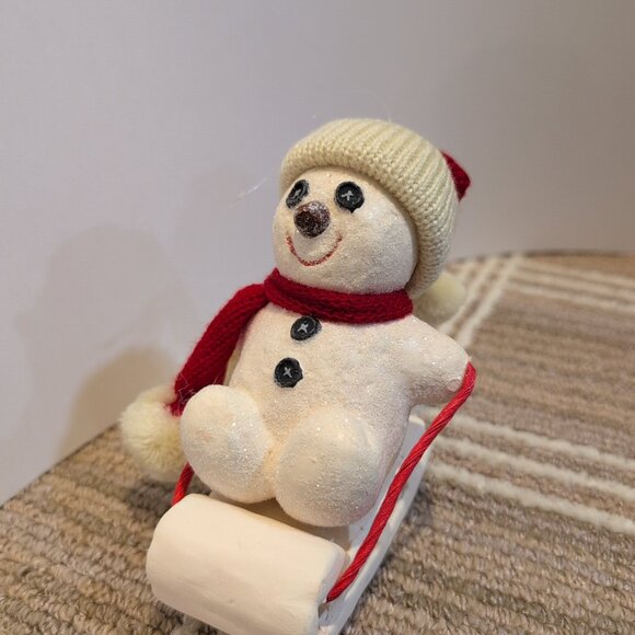 Dept Department 56 BILLY BUTTONS Snowman on Sled Figure Christmas Ornament - Picture 6 of 6